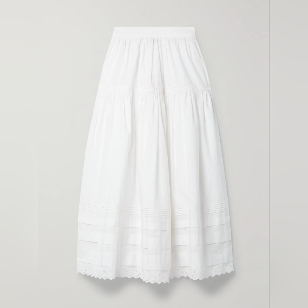 DÔEN Sebastiane Tiered Cotton Maxi Skirt Size M